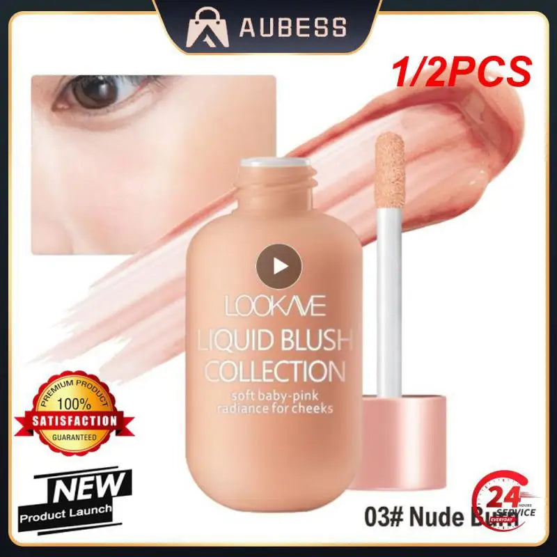 1/2PCS Glossier Peach Liquid Blush Waterproof Velvet Natural Cheek Blush Makeup Brighten Highlighter Professional Korean