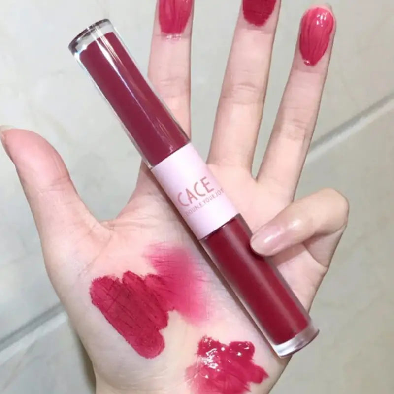 Colors Sexy Red Lipstick Matte Velvet Glossy Lip Glos Waterproof Dual Head Lip Gloss Makeup Korean Cosmetics Lip Stick