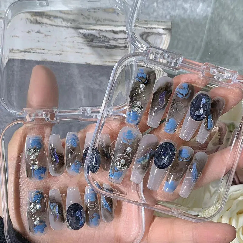 10 datorer som bär falska naglar falska naglar ren handgjorda 【bläckpool】 gratis nagelförbättringssats