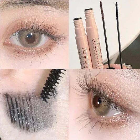 Silk Fiber Matte Mascara Makeup Ultra-Fine Brush Lengthens Eyelashes Waterproof Fast Dry Brown Black Curling Mascara Comestic