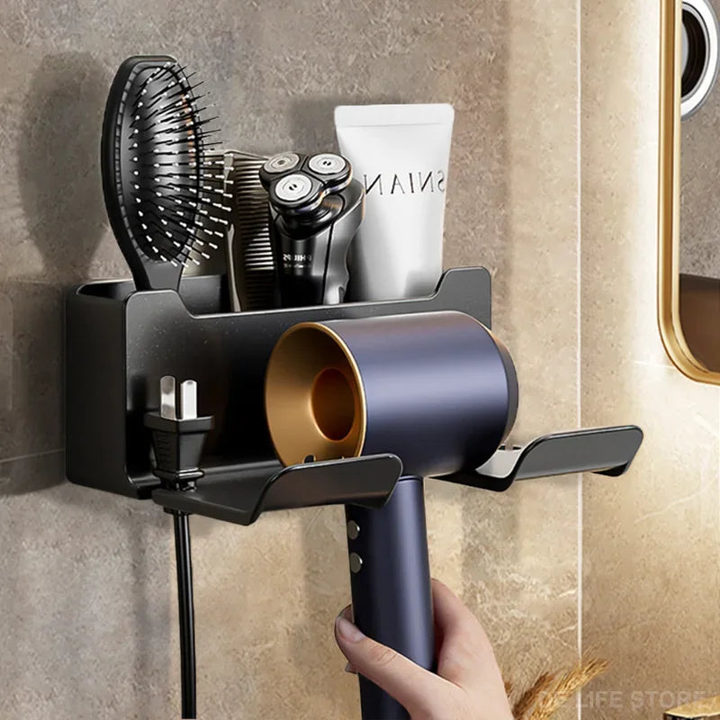 Wall Mounted Hair Dryer Holder for Dyson Bathroom Shelf Without Drilling Plastic Hair Dryer Stand Bathroom Organizer Accessories