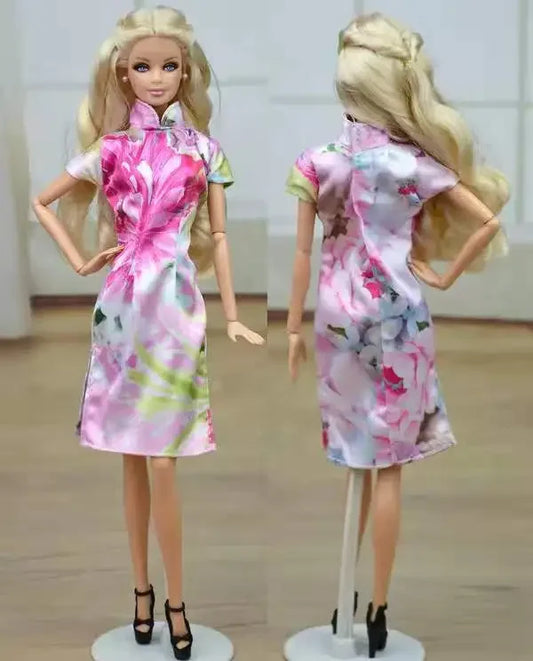 Flaid Plaid Cheongsam Fashion 11,5 "Vêtements de poupée pour Barbie Robe Robe Tenues faites à la main 1/6 accessoires BJD