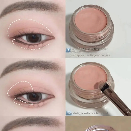 Matte Nude Eyeshadow Cream Waterproof Silky Smooth Eye Shadow Primer Pigment Pink Brown Eye Makeup Long Lasting Monochrome Peach
