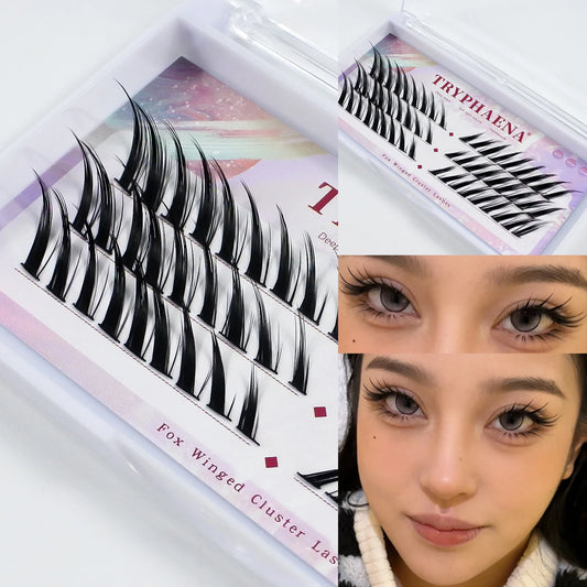 Fox Eye DIY Lash Clusters Korean Makeup Wholesale Winged Cat Eye DIY Cluster Lashes 2024 New Individual Eyelash