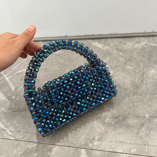Crystal Bead Bags Customizable Handbags Handmade Portable Gifts Party Clutch Purses Top-Handle Female Women Evening Wholesale