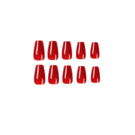 24 piezas de uñas rojos desnudos ballet corto presiona simple en puntas de uñas cubiertas desmontables de uñas falsas decoraciones de uñas terminadas