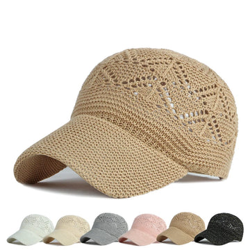 Summer Women Hollow Baseball Cap Breathable Knitting Caps Holiday Mesh Hats Adjustable Cap Sun Hat Gorras