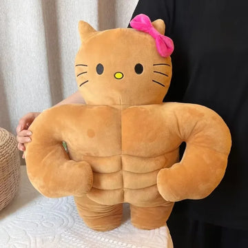 Funny and Cute Abdominal Muscles Sanrios Anime Kawaii Hellokittys Funny Cartoon Plush Doll Pillow for Boyfriends Birthday Gift