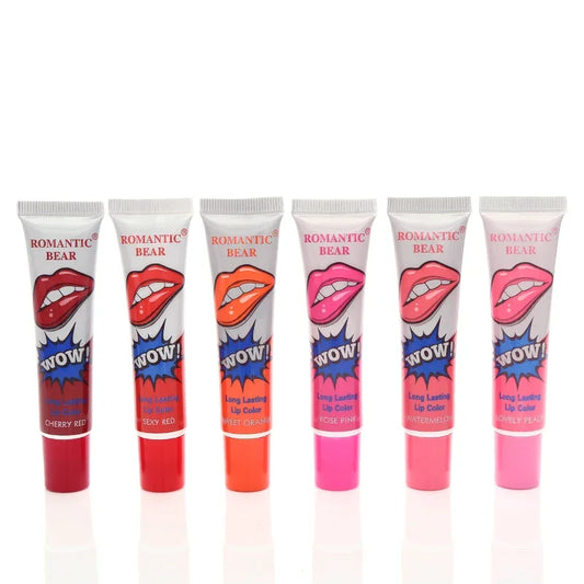 Romantic Bear 6 Colors Peel Off Lipstick Magic Matte Sexy Red Make up Long-lasting Lip Gloss Beauty Wow Impermeavel Lip Stick