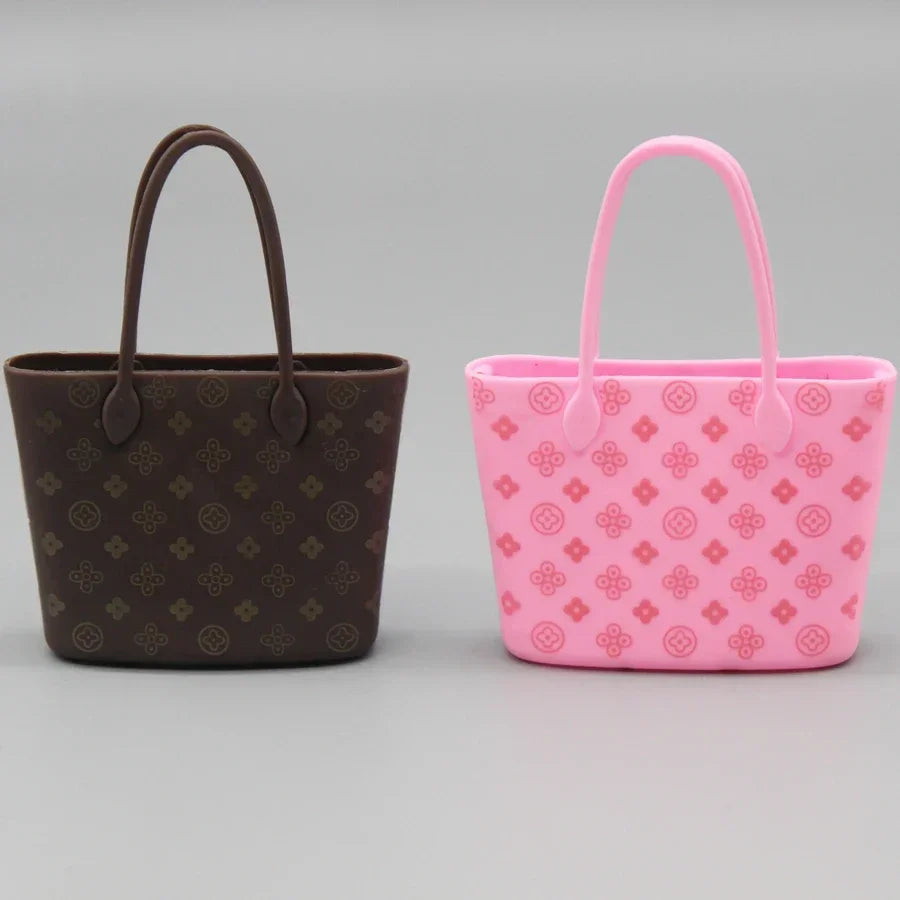 Doll Bag / Brown & Pink Handtasche DIY für Puppenhaus / Puppenzubehör für 30 cm BJD Xinyi St Blythe Fr2 Barbie Puppen / Mädchen Geschenk