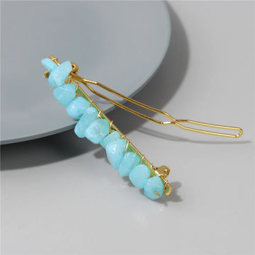 Natural Gravel Stone Beaded Hairpin Irregular Chip Crystal Amazonite Hair Clips Cute Reiki Hair Accessories for Women Jewelry
