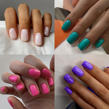 24 pezzi/set di chiodi finti corti a colori solidi arte finita indossabili unghie false per ragazze donne rimovibili semplici pressa bianca su unghie
