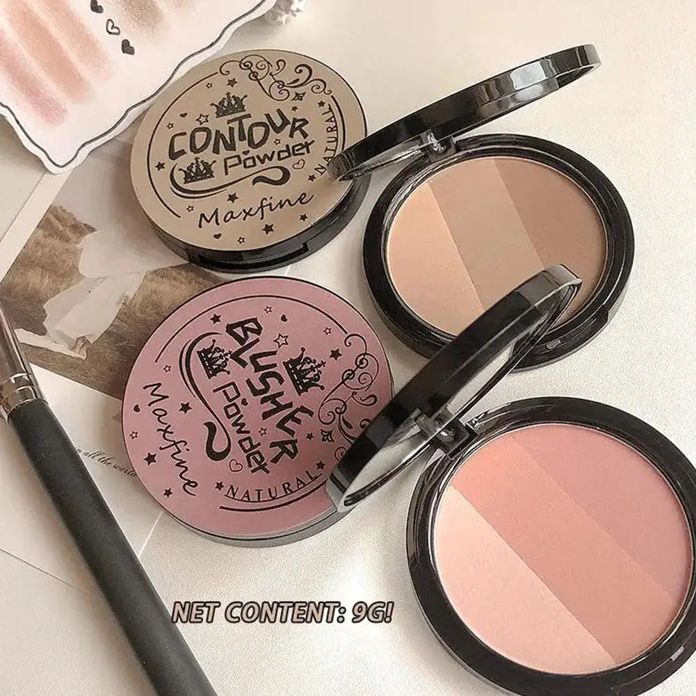 Bronzer Contour Palette Face Shading Grooming Powder Makeup 3 Color Lasting Matte Glitter Nose Shadow Blush Face Makeup Cosmetic