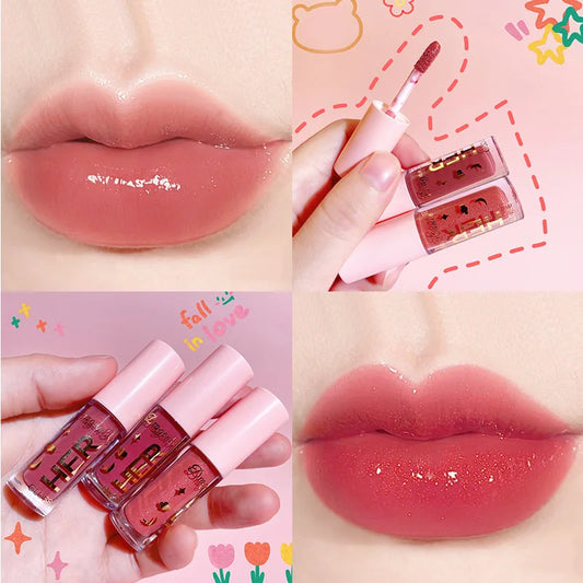 Liquid Lipstick Waterproof Moisturizing Long Lasting Shiny Lip Gloss Natural Makeup Jelly Lip Glaze Shimmer Lip Cosmetic