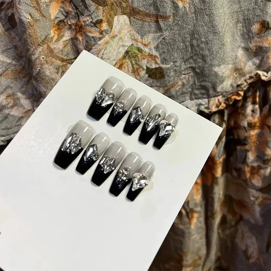 24 st/box gradient franska artifiska naglar med lim långa falska naglar härlig tjej koreansk press på naglar ballerina falska nagelips