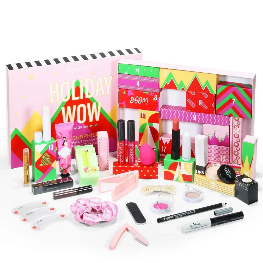 Makeup Advent Calendar Christmas Gifts All-in-one Makeup Kit Christmas Countdown Calendar Lip Gloss Foundation Concealer Mascara