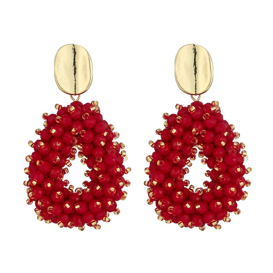 INKDEW Big Drop Earrings For Women Small And Big Beads Handmade Crystal Earrings Statement Jewelry Fashion Jewelry EA067