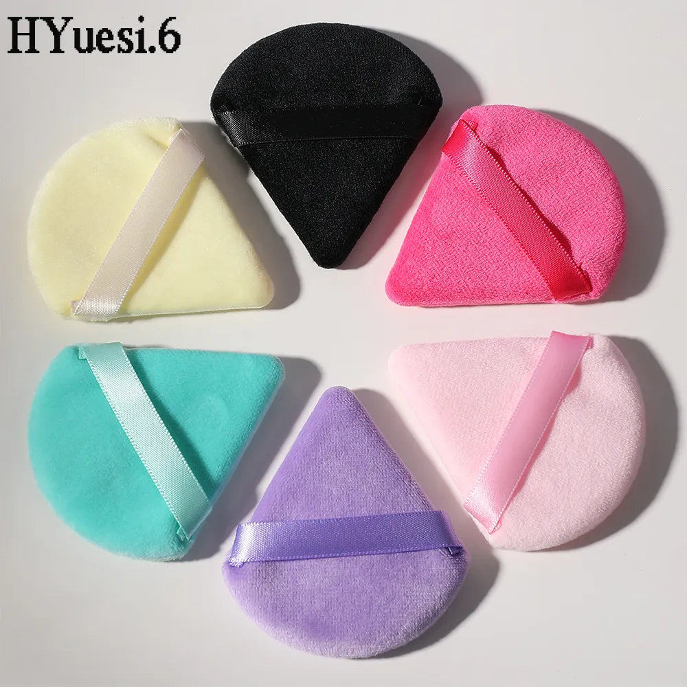 1pc Velvet Triangle Shaped Powder Puff Wet Dry Used Washable Soft Makeup Sponge Tool For Foundation Powder Blusher