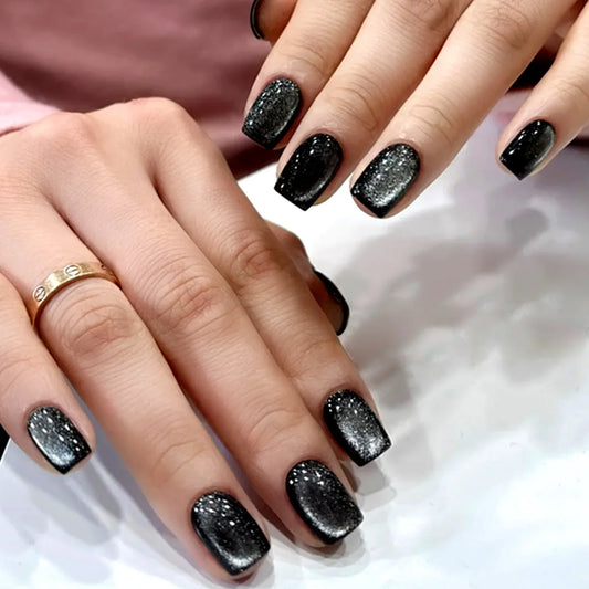 24 -stcs nep nagels Franse kattenoognagel korte acryl nagels druk op nagelstips herbruikbare lijm valse nagels voor manicure