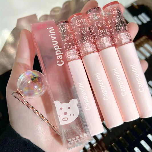 Cherry Pink Lip Plumper Gloss Crystal Jelly Oil Lip Tint Long-lasting Waterproof Lipstick Water Mirror Lip Glaze Korean Cosmetic