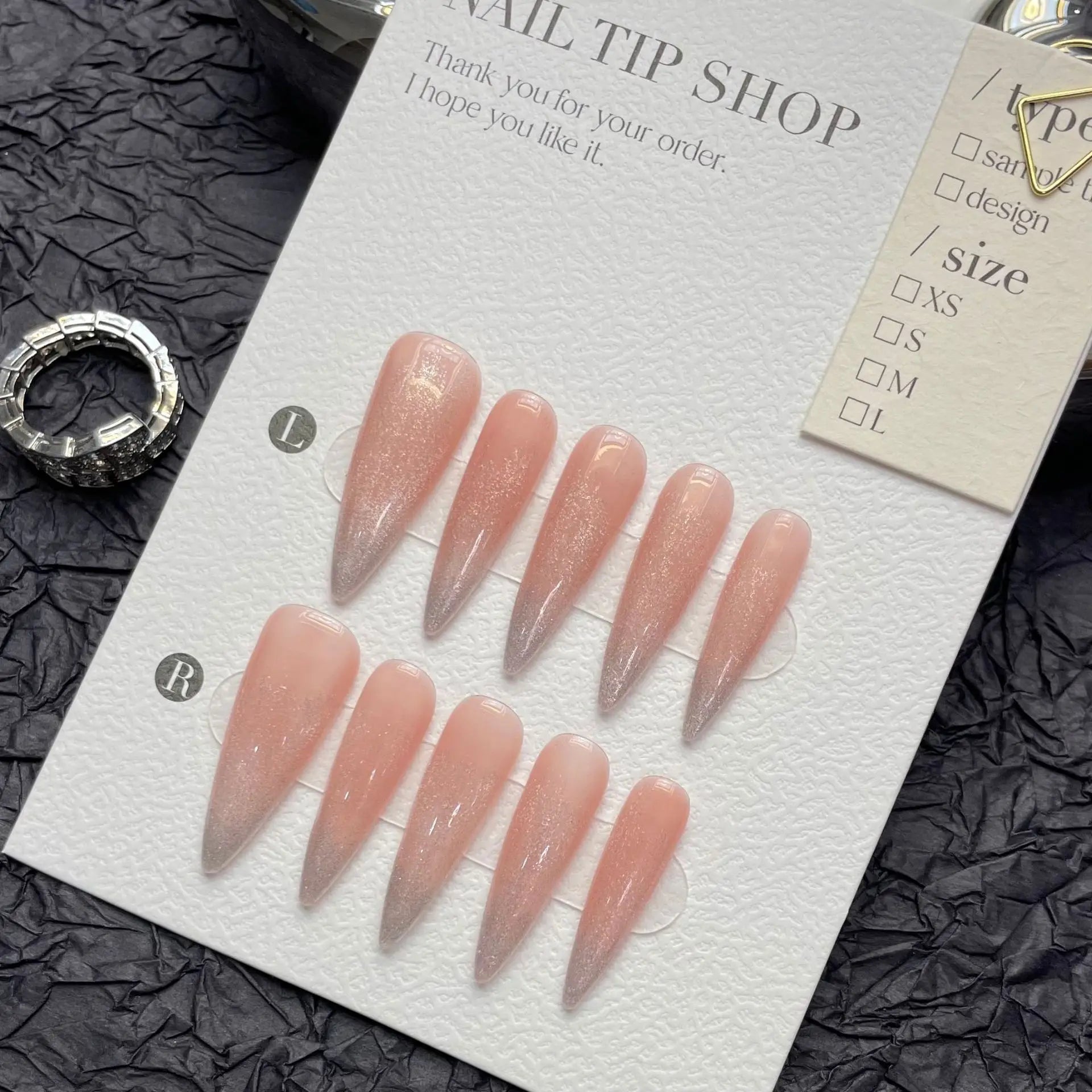 10 pezzi rosa Pressa gradiente fatti a mano di alta qualità su unghie semplici indossabili falsi chiodi decorazione glitter manicure unghie punta arte