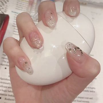 Silver Shining Star Moon Künstliche Ballerina Presse auf Nägeln Klinge mit Verbesserung Nagelkunst gefälschte Nagel wiederverwendbare falsche Nägel
