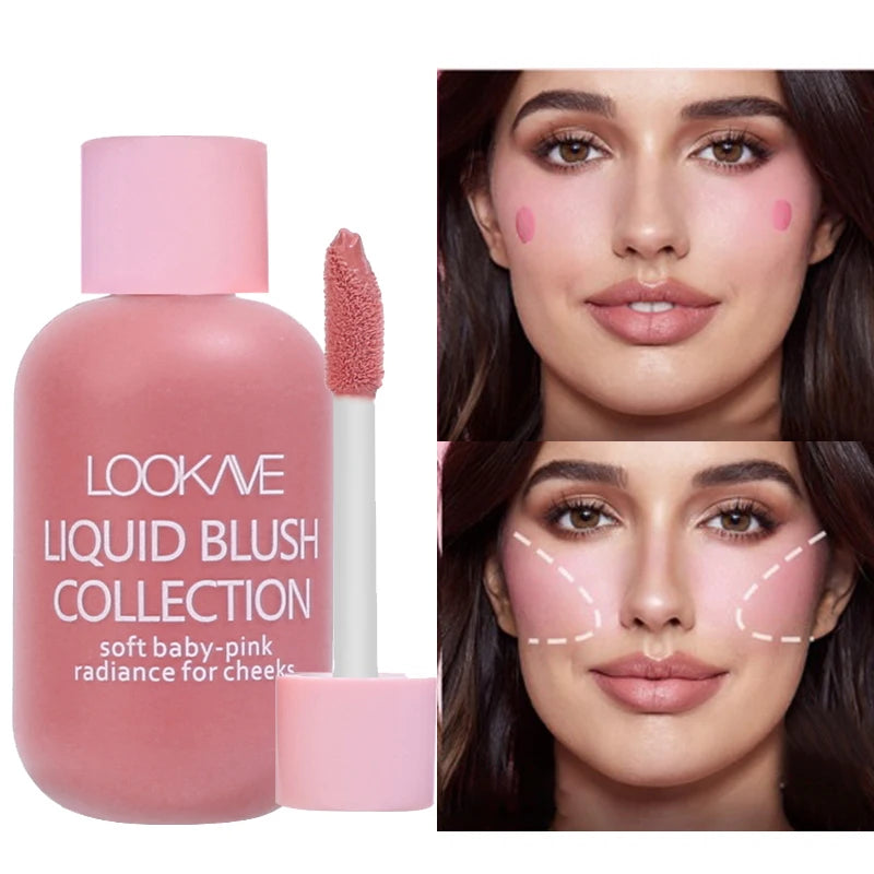 Peach Pink Liquid Blush Waterproof Velvet Natural Cheek Blush Makeup Brighten Highlighter Professional Korean Makeup Cosmetic