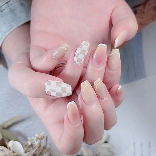 24 PCS Korte Ballerina Druk op nagels Matte Glitter valse nagels kunstmatige acryl herbruikbare nepnagels met jelly sticker