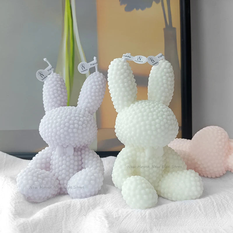 3D Diamond Bear Rabbit Silicone Mold Rabbit Scented Candle Plaster Ornament Mould Crystal Epoxy Ice Cube Chocolate Candle Molds