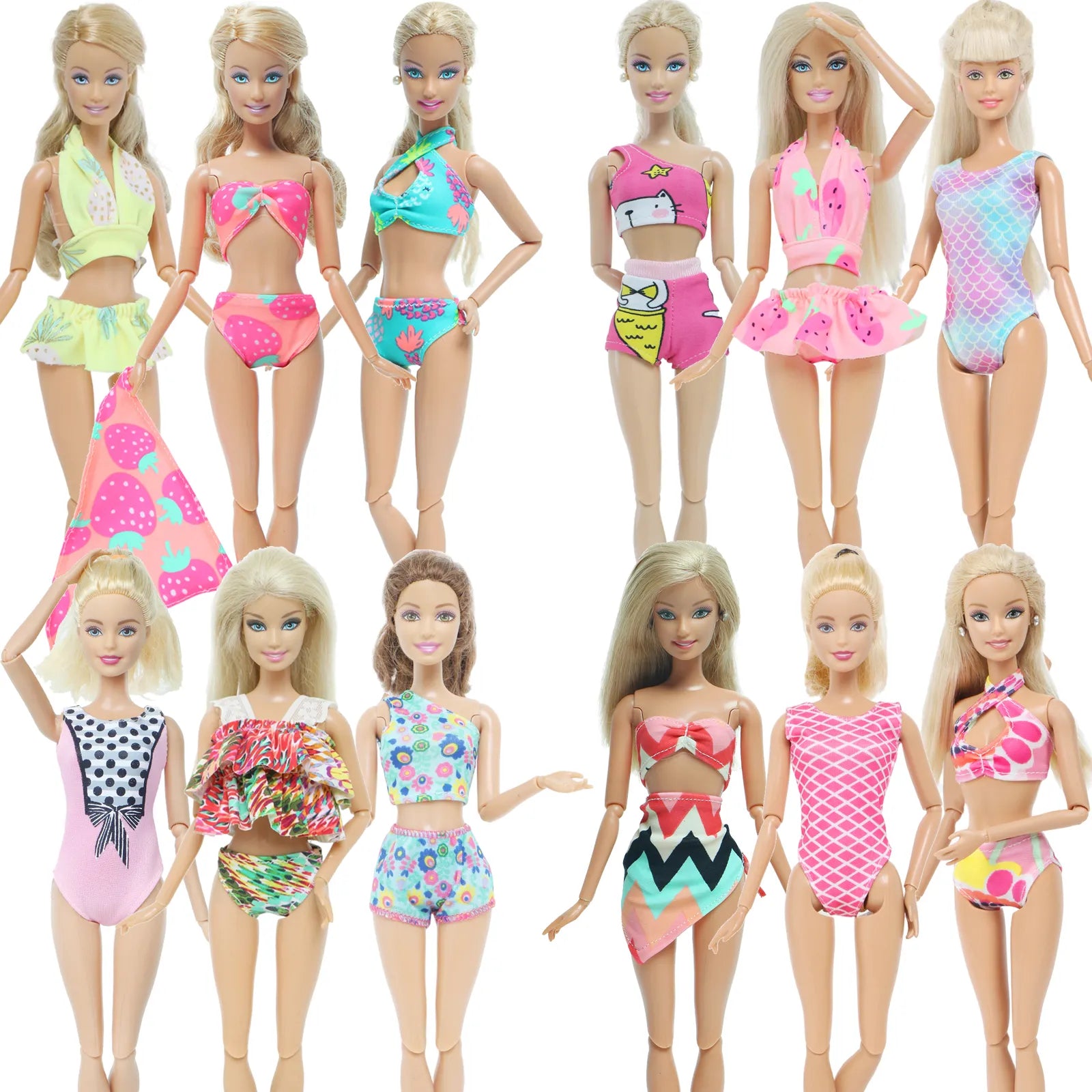 Conjunto de 3 muñecas hechas a mano, traje de baño, Bikini, vestido, sujetador, Tops, pantalones, traje de baño, ropa de baño de playa para accesorios de la muñeca Barbie