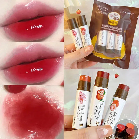 New Moisturizing Colored Lip Balm 1/3PCS Cute Fruit Lip Tint Lasting Peach Red Lipstick Waterproof Women Lips Makeup Cosmetics