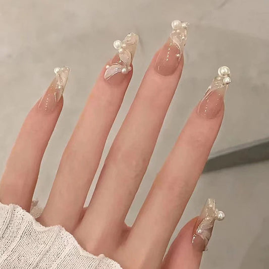 Uñas falsas de diamantes de gel suave hecho a mano 24 piezas de cubierta de uñas de cristal de cubierta completa transparente en caja