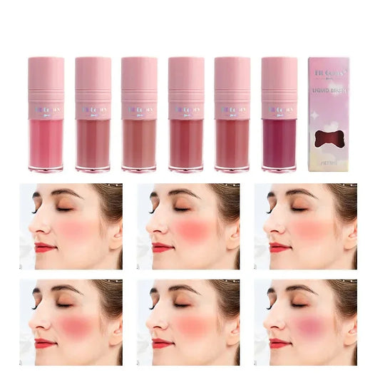 Liquid Cheek Blush Facial Nourishing Blush Gel Cream Waterproof Multi-purpose Eyes&lips Makeup Blush Stick Cosmetics with Sponge