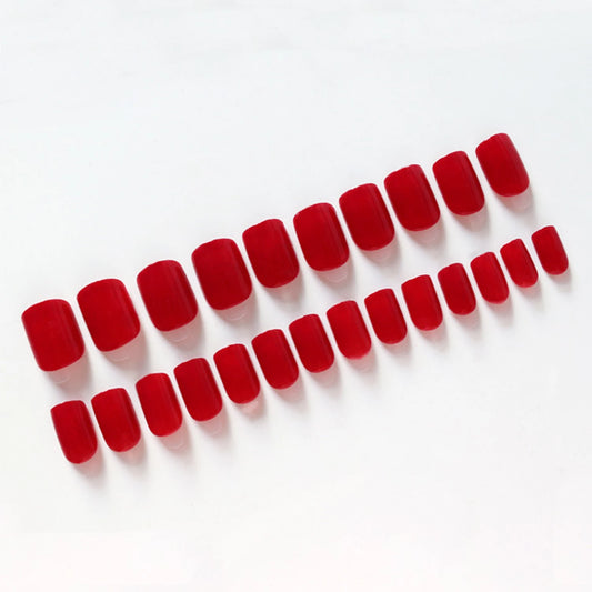24 piezas de uñas cortas cuadradas Arte puntas de uñas falsas Presiona falso en el ataúd con diseño de pegamento para la cubierta completa