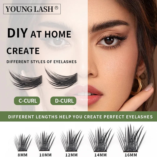 YOUNG LASH DIY Eyelashes Cluster Lashes  Extensions C D Curl  Premade Volume Fans Russian Fake Eyelashes  Free Shipping Makeup