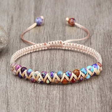 Peads de piedra natural de 4 mm vintage pulseras y brazaletes para mujeres cadenas de cuerda trenzadas ajustables hechas a mano joyas de meditación