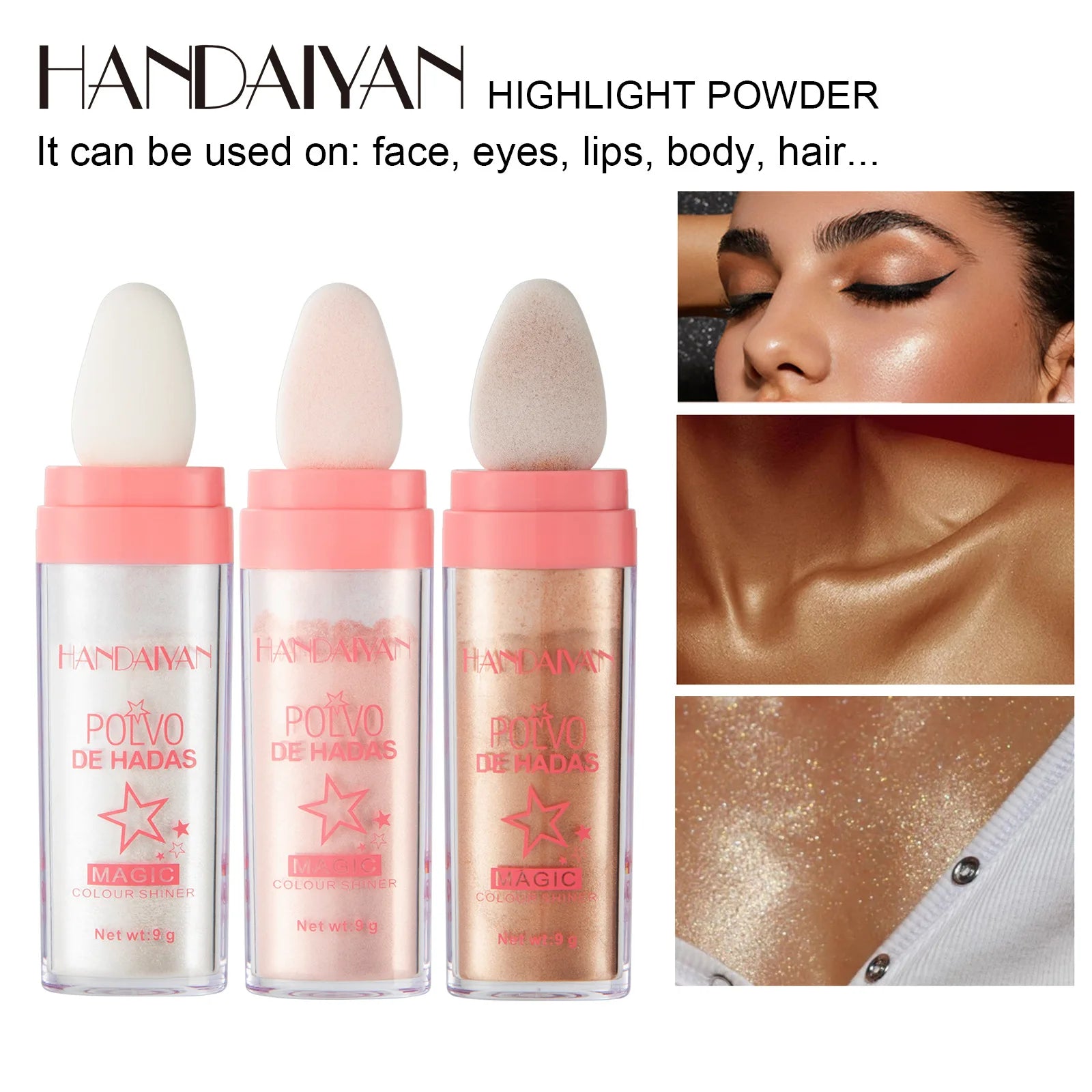 HANDAIYAN Makeup Fairy High Gloss Pat Powder Three Dimensional Powder Brightening Set Powder Powder Blusher High Gloss Powder