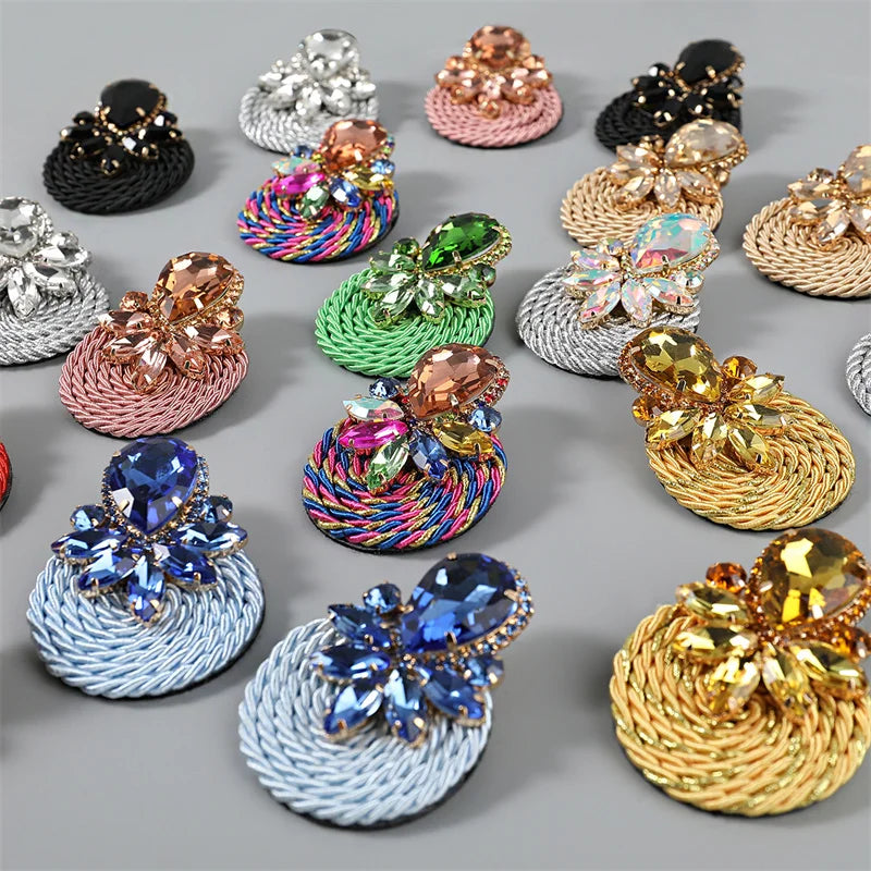 2023 New Design Colorful Crystal Handmade Round Earrings High-Quality Fashion Rhinestone Jewelry Accessories for Women