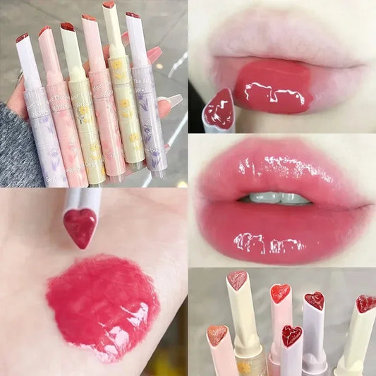 Thin Tube Heart-shaped Lipstick Jelly Mirror Lip Gloss Korean Makeup Lipstick Long Lasting Moisturizing Lipstick Girl Cosmetics