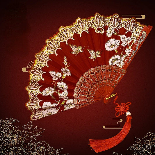 Chinese Fan Dance Wedding Fan Handmade Ancient Style Folding Fan Archaic Folding Fan Wholesale decorative fan dance fan
