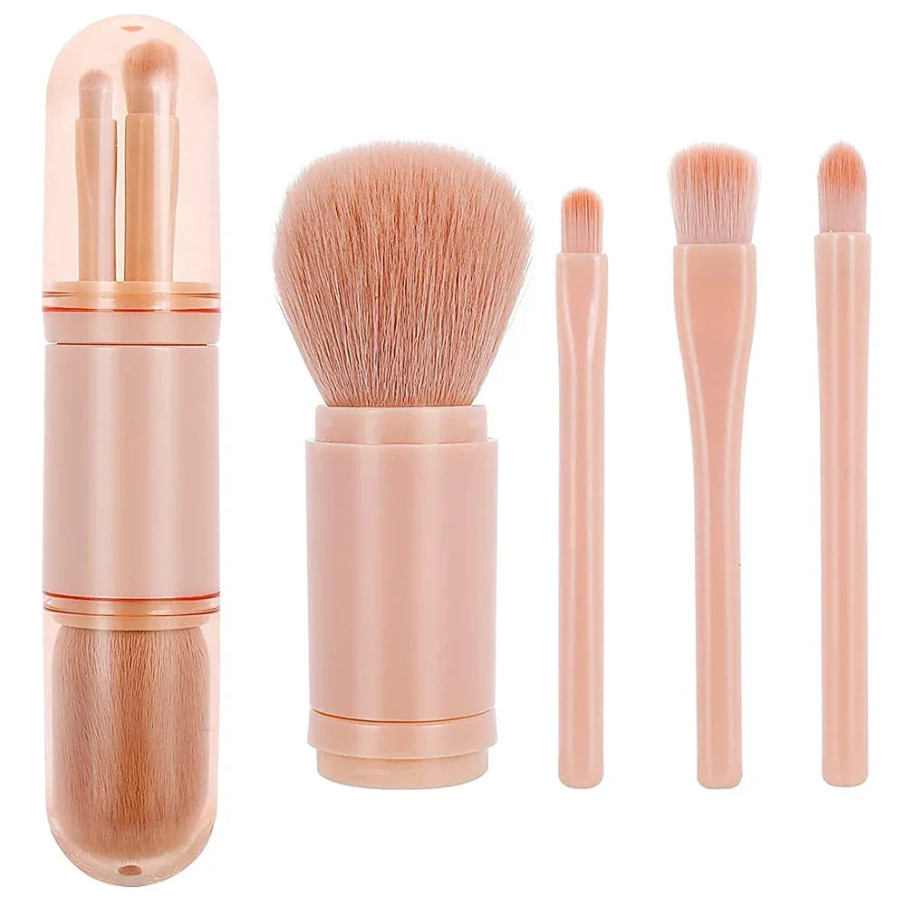 4 in 1 Makeup Brush Set Mini Eyeshadow Foundation Powder Brush Portable Travel Retractable Make Up Brush Cosmetics Beauty Tools