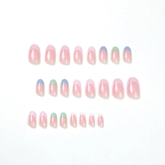Dicas de pregos de 24pcs no atacado Dicas de unhas falsas usando aprimoramentos de unhas simples French Four Color