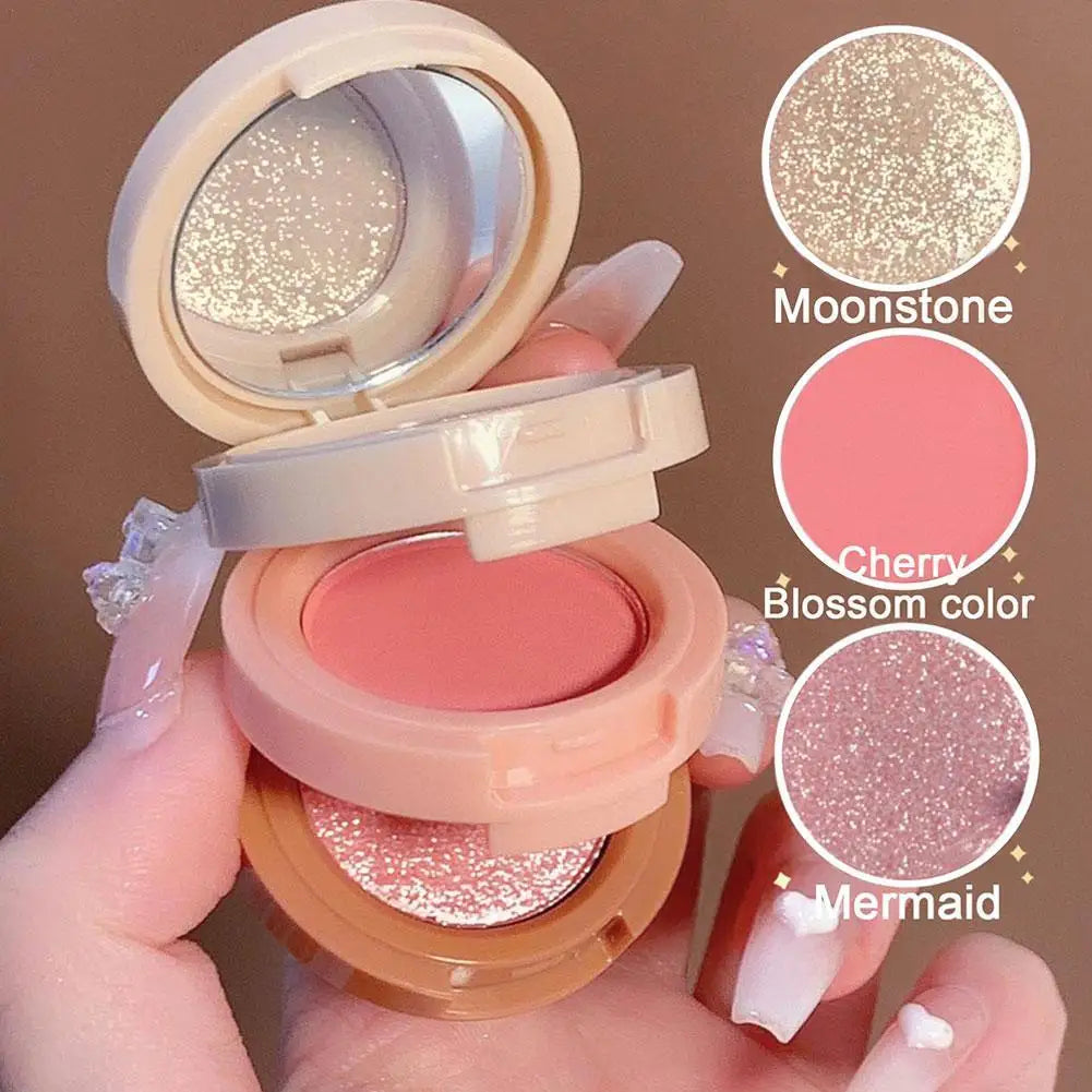Highlight Powder Matte Blusher Eye Shadow 3 In 1 Face Makeup Natural Palette Multi-color Delicate Shiny Beauty Cosmetic