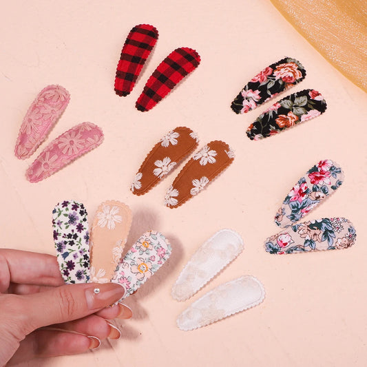 10Pcs/Set Embroidery Printed Snap Hairpins For Girls Kids Colorful BB Clips Barrettes For Newborns Baby Hair Accessories Gifts