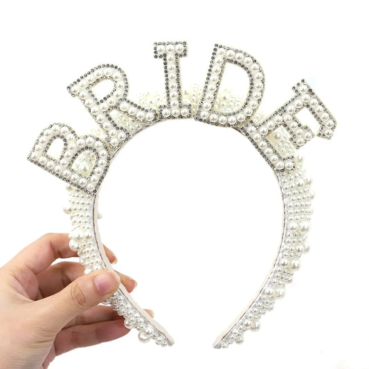 Bride to be Pearl crown Headband Bach Bachelorette hen Party Bridal Shower wedding engagement rehearsal dinner Decoration Gift