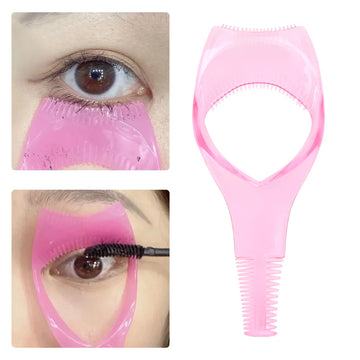 Portable 3 In 1 Eyelash Makeup Tool Mascara Stencils Shield Guard Curler Practical Beauty Lash Curling Comb Eye Makeup Aid Tool