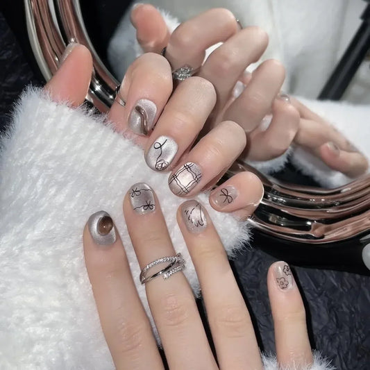10 -stcs witte hond handgemaakte kattenoogdruk op nagels nep nagels kort ballet schattige volledige cover manicure decoratie manicure nagel tips
