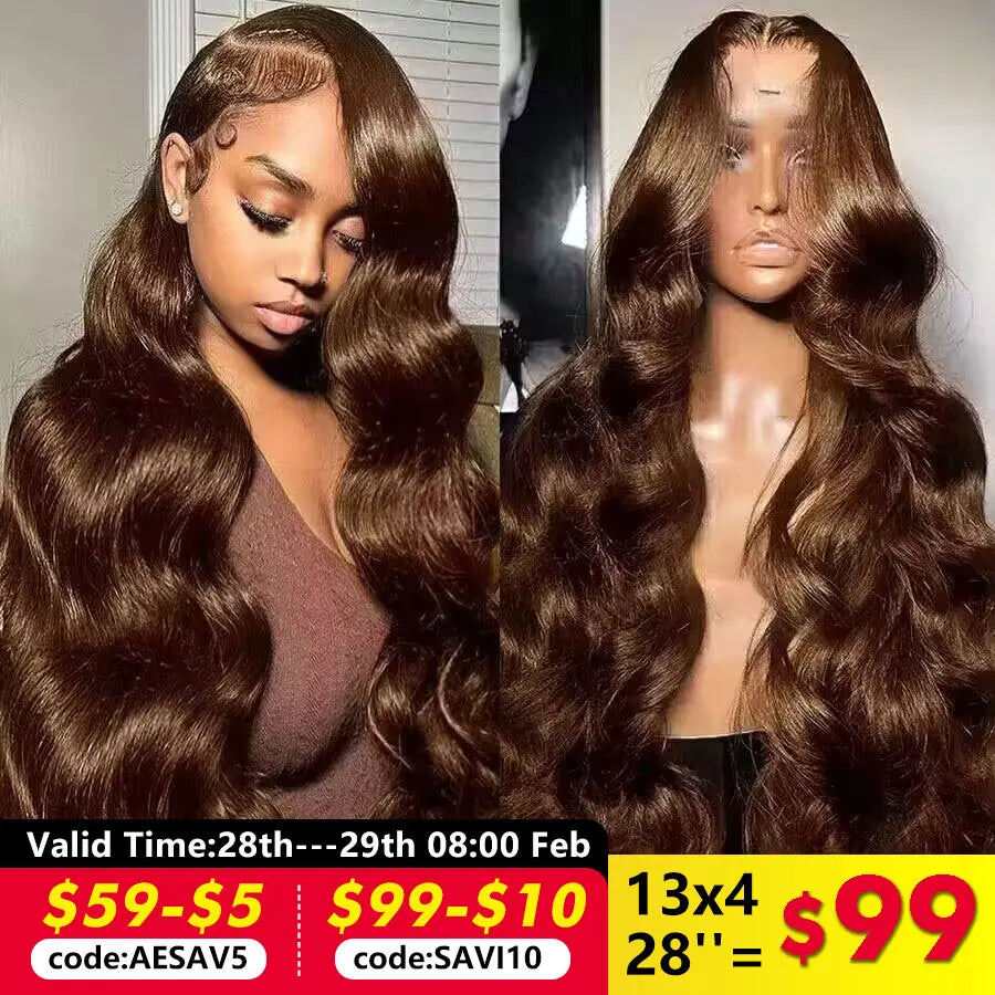 Chocolate Brown Lace Front Wigs Body Wave Brown Lace Front Human Hair Wigs Hd 13x4 Lace Frontal Wig Colored Human Hair For Women