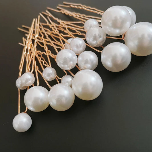 18 piezas Pon en forma de U Clip de metal Peedpins Simulación de la perla Tiara Accesorios para el cabello Boda Herramientas de diseño