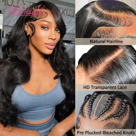 13x6 HD Lace Frontal Wig Body Wave HD Lace Wig 13x6 Human Hair Glueless Wig Human Hair Ready to Wear Beliself